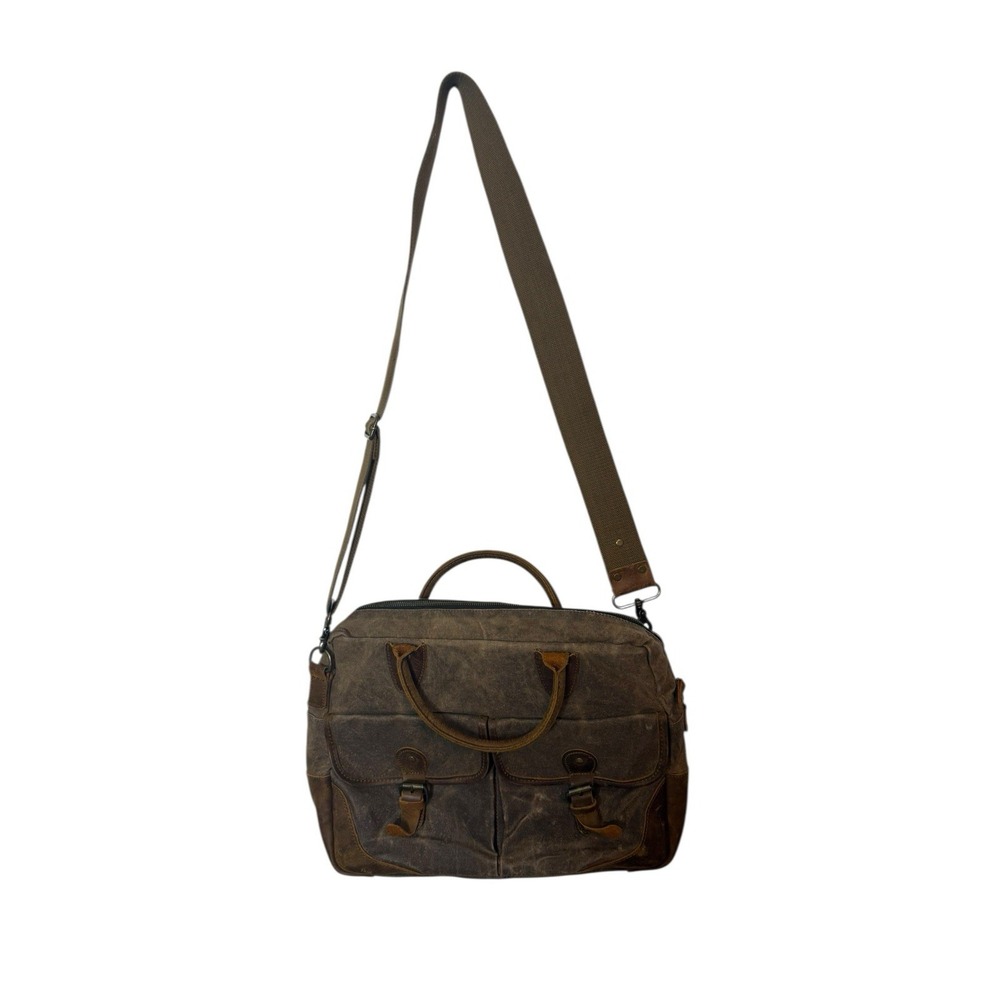 S-ZONE Canvas Leather Laptop Tote Bag Briefcase‎ Messenger Shoulder Strap Handle